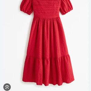 Emerson Red Puff Sleeve Midi Dress